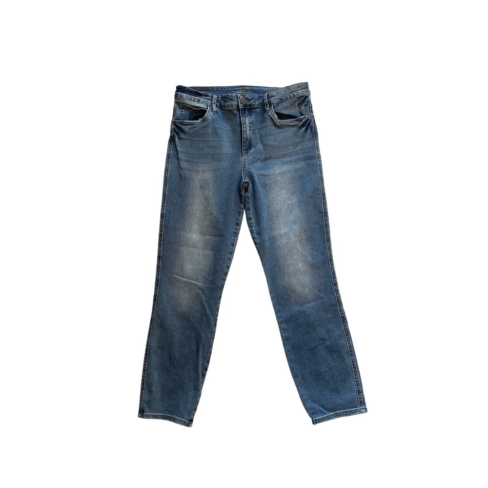 KUT from the Kloth High Rise Ankle Slim Straight Leg Jeans Blue Medium Wash